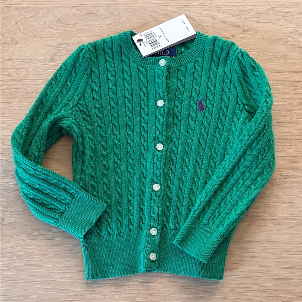 Polo Ralph Lauren cable knit cardigan NWT SZ 5